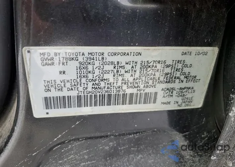 2003 Toyota Rav4 z USA, uszkodzony, nr VIN JTEGH20V236013876